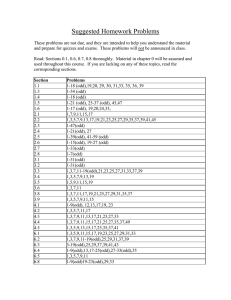 Suggested Homework Problems