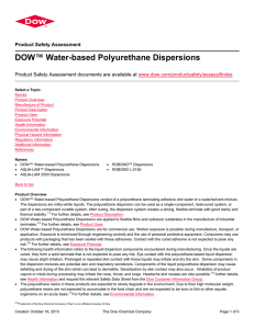 Water-Based Polyurethane Dispersions