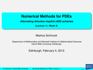 Numerical Methods for PDEs Alternating direction implicit (ADI