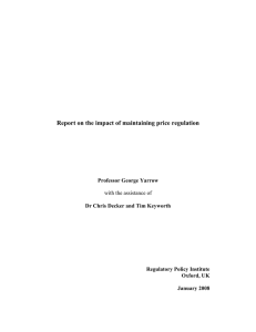 Report on the impact of maintaining price regulation