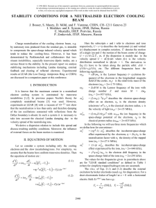 Stability Conditions for a Neutralised Electron Cooling Beam