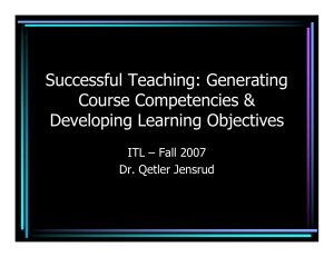 Successful Teaching: Generating Course Competencies