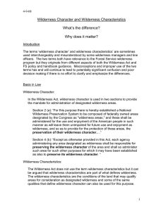 Forest Service Wilderness Character and Wilderness Characteristics