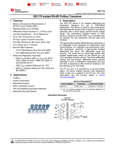 ISO1176 Isolated RS-485 Profibus Transceiver (Rev. E)