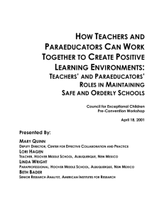 how teachers and paraeducators can work together to create