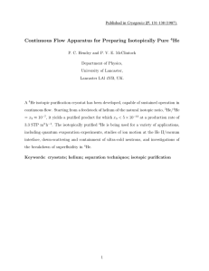 Continuous Flow Apparatus for Preparing Isotopically Pure 4He