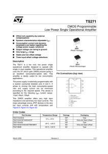 CMOS programmable low power single operational amplifier