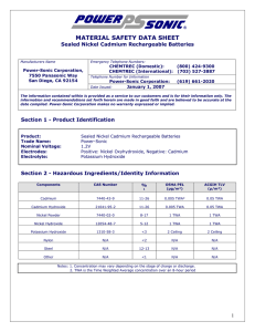 MSDS for NiCad Battery OMNICAL 4A and 8A