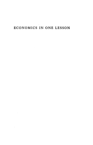 Economics in One Lesson