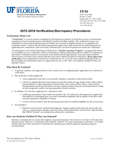 2015-2016 Verification/Discrepancy Procedures