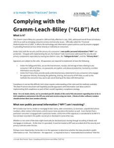 3000 - Complying with Gramm-Leach-Bliley ("GLB") Act