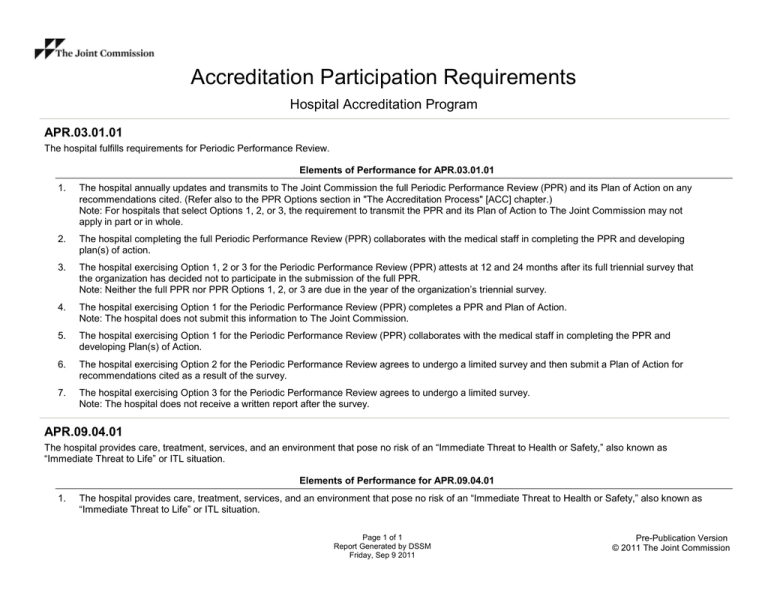 Accreditation Participation Requirements