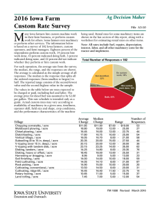 2016 Iowa Farm Custom Rate Survey