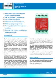 Alarm status unaffected by power cycling or power outages DIN rail