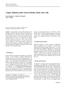 Copper phthalocyanine based Schottky diode solar cells