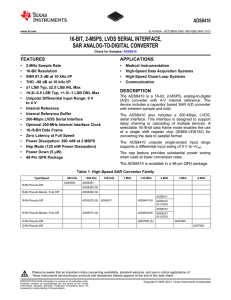 16-Bit, 2-MSPS, LVDS Serial Interface, SAR ADC. (Rev. A)