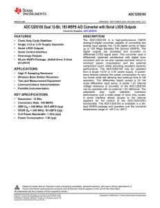 ADC12DS105 Dual 12-Bit, 105 MSPS A/D Converter with Serial