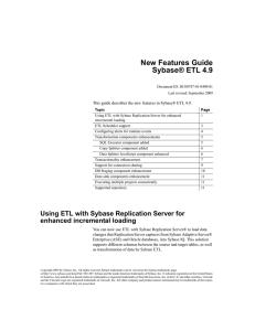 New Features Guide Sybase® ETL 4.9