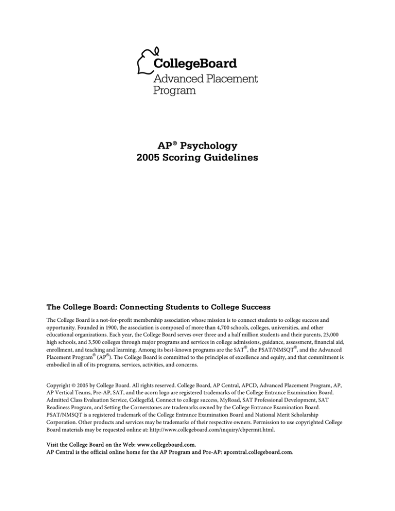 AP Psychology 2005 Scoring Guidelines AP Central