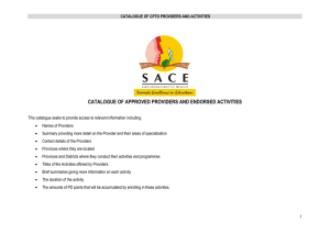catalogue of approved providers and endorsed activities