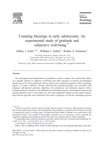 Counting blessings in early adolescents: An experimental study of