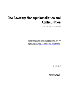 Site Recovery Manager Installation and Configuration
