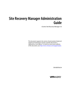 Site Recovery Manager Administration Guide