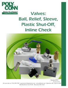 Valves: Ball, Relief, Sleeve, Plastic Shut-Off, Inline Check