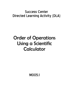 Order of Operations Using a Scientific Calculator