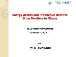 Energy Access and Productive Uses for Slum Dwellers