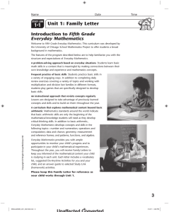 1 1 Unit 1: Family Letter - Everyday Mathematics