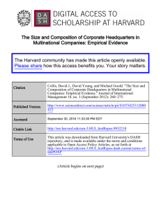The Size and Composition of Corporate Headquarters in