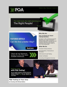 PQA Testing January Newsletter
