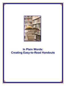 In Plain Words: Creating Easy-to-Read Handouts