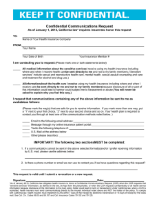 Confidential Communications Request Form