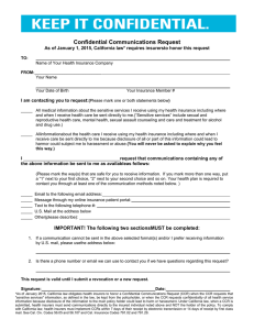 Confidential Communications Request
