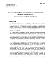 Comments on the Draft Commission Notice on the notion of State