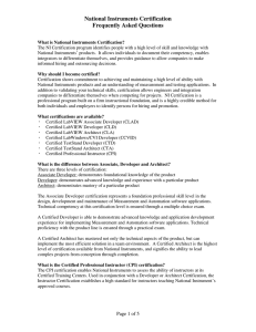 National Instruments Certification Frequently Asked Questions