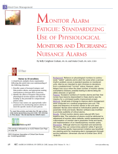 MONITOR ALARM FATIGUE: STANDARDIZING USE OF