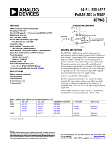 AD7946 14-Bit, 500 kSPS PulSAR ADC in MSOP Data Sheet (Rev. A)
