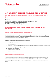 Academic rules and Regulations - Portail des Masters de Sciences Po