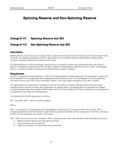 Spinning Reserve and Non-Spinning Reserve