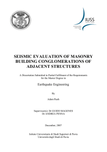 seismic evaluation of masonry building conglomerations of adjacent