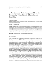 A Post-Consumer Waste Management Model for Determining