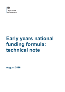 Technical Note - Early Years National Funding Formula