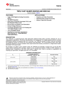 THS8136 Triple 10-Bit 180-MSPS Graphics and Video DAC (Rev. B)