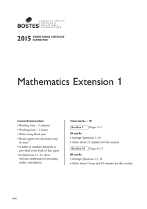 2015 HSC Mathematics Extension 1