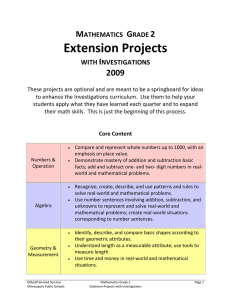 Extension Projects - The Mathematics Shed