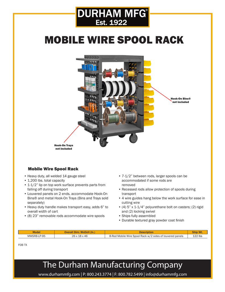 DURHAM Mobile Wire Spool Rack