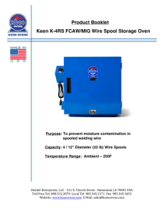 Product Booklet Keen K-4RS FCAW/MIG Wire Spool Storage Oven